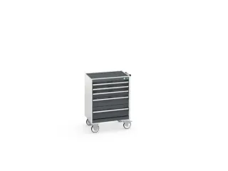 ladekast verrijdbaar 880x650x525mm 5laden romp RAL7035 front RAL7016 - 7