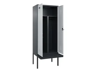 PBM-locker met bank,HxBxD 2120x800x815mm,2vak,vak B 400mm,draaigrendel - 1