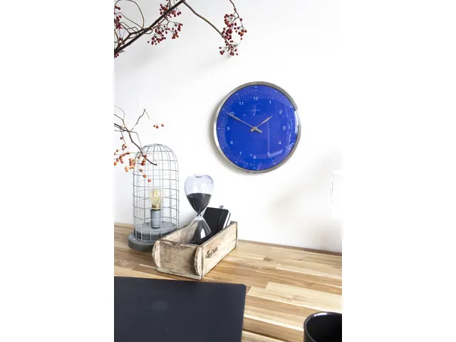 Wandklok NeXtime 60 minutes Ø33cm metaal blauw streep/cijfers