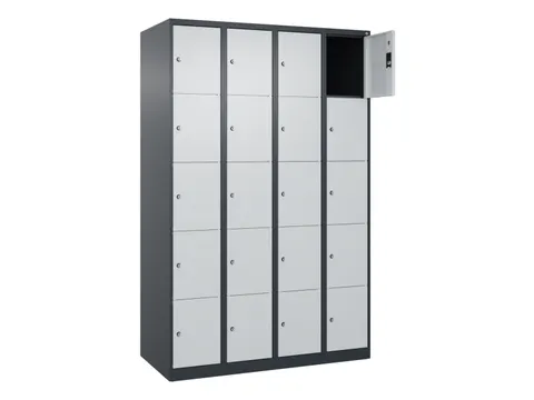 lockerkast,HxBxD 1850x1200x500mm,4x5vakken,vak B 300mm,cil.-slot