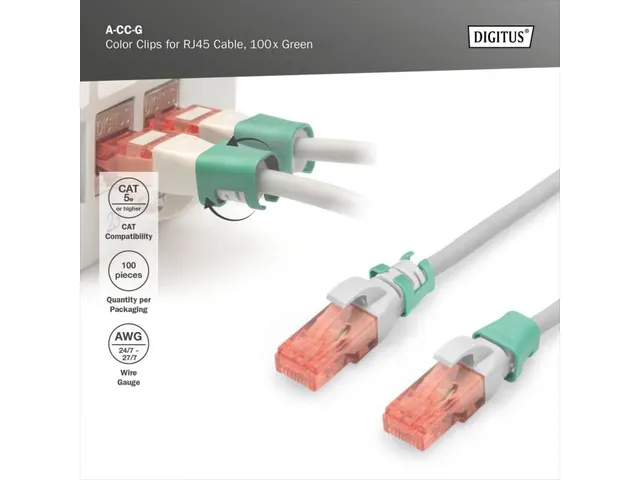 Color CLIPS FOR Patch CABLE - Green