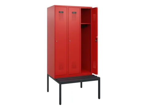 locker met bank,HxBxD 1950x900x815mm,3vak,vak B 300mm,cilinderslot