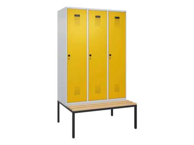locker met bank,voor scheiding van kleding,HxBxD 2120x1200x815mm,3vak