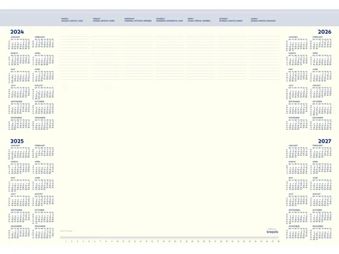 Bloc calendrier sous-main 2027 Brepols Office Mate 7 jours/1 page 41,2