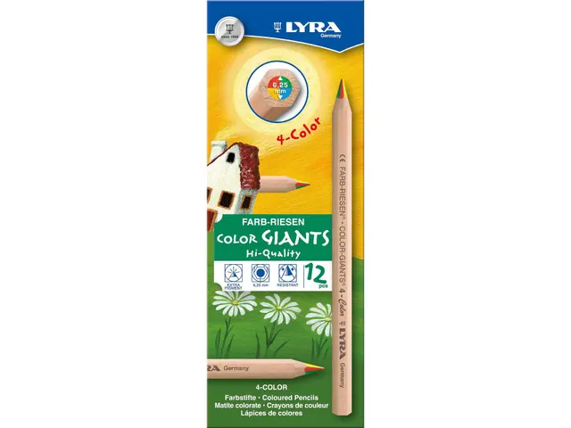 Kleurpotlood LYRA Color Giants Nature vierkleurig set à 12 stuks