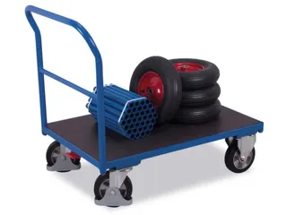 Platformwagen 1000kg Laadvlak Lxb 1225x800mm 1 Duwbeugel Ral 5010 - 1