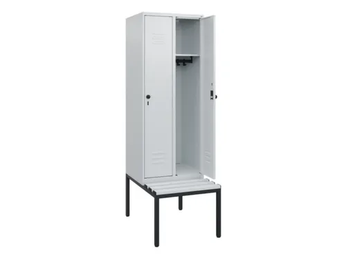 locker met bank,HxBxD 1950x600x815mm,2vak,vak B 300mm,draaigrendel