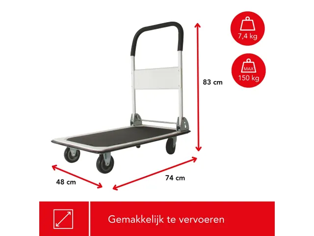 Transportwagen 74x48cm Maximaal laadvermogen 150kg