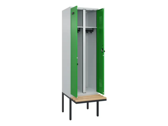 locker met bank,voor scheiding van kleding,HxBxD 2120x600x815mm,2vak