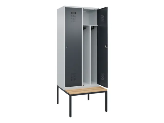 locker met bank,voor scheiding van kleding,HxBxD 2120x800x815mm,2vak