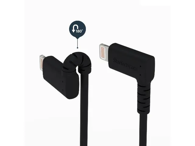 1 Meter Gehoekte Lightning Usb Kabel Apple Zwart Aramide
