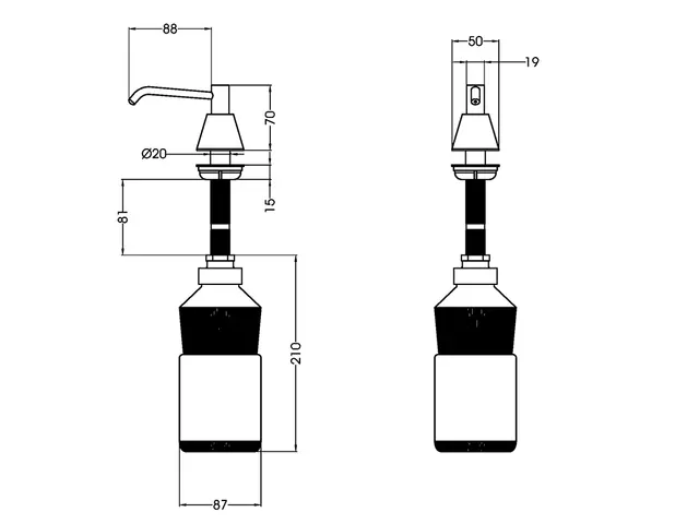 Inbouw Zeeppomp Chroom, Djt118