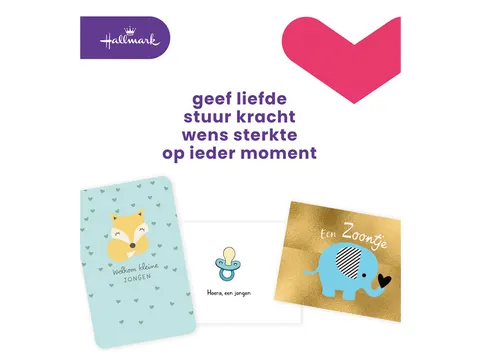 Wenskaart Hallmark Business Box geboorte zoon navulset à 6 stuks