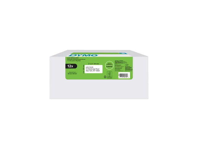 Etiket Dymo 2177563 adressering 25x54mm 12 rollen á 500 stuks wit