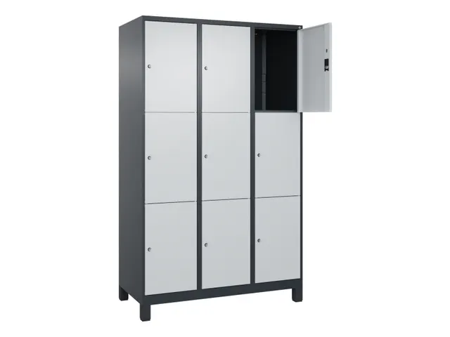 lockerkast,HxBxD 1950x1200x500mm,3x3vakken,vak B 400mm,cil.-slot