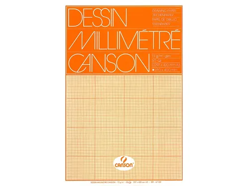 Millimeterpapier Canson bruingeel bedrukt 50vel 72gr A3 wit