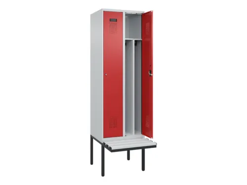 locker met bank,voor scheiding van kleding,HxBxD 2120x600x815mm,2vak