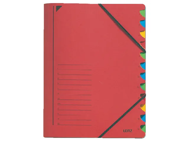 Sorteermap Leitz 3912 A4 12 vaks karton rood