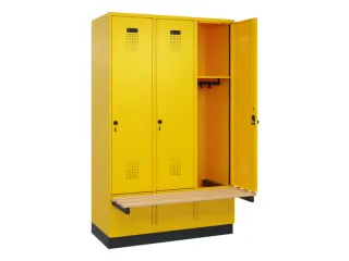 locker met bank,HxBxD 1950x1200x815mm,3vak,vak B 400mm,draaigrendel - 1