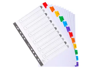 Tabbladen A4 1-12 Karton Versterkte Kleurtabs 11-Gaats Assorti - 3