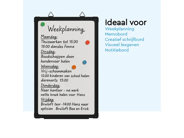 BRASQ Magnetisch Whiteboard 90x60cm Zwart met accessoire set