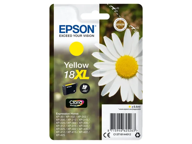 Epson 18XL (T1814) inktcartridge geel hoge capaciteit C13T18144022