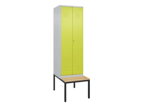 PBM-locker met bank,HxBxD 2120x600x815mm,2vak,vak B 300mm,cil.-slot