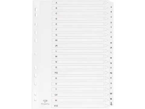 tabbladen met indexblad A4 11-gaats A-Z 20-delig Wit Karton