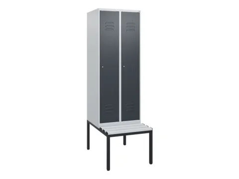 locker met bank,HxBxD 1950x600x815mm,2vak,vak B 300mm,cil.-slot