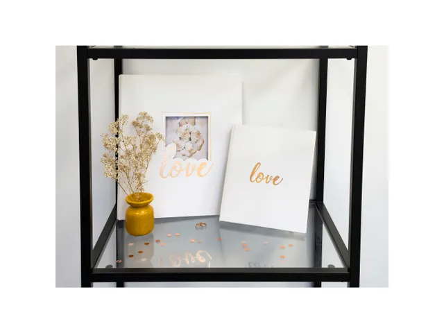 Livre d'or 140 pages tranche or - Format 21x19cm - LOVE Blanc - Blanc