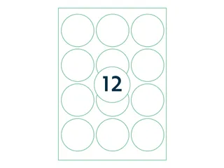 Etiketten Zelfklevend Wit 12 op A4 Rond 63.5mm 1000 Vel - 1