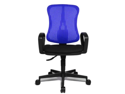Bureaustoel Zitting Zwart Rugleuning Met Netbekleding In Blauw