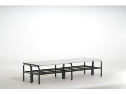 dubbele zitbank,HxL 450x1500mm,alu. lijsten,frame poedercoat.,RAL7016