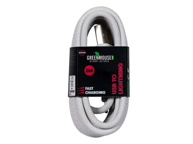 Kabel Green Mouse USB-A to Lightning data Woven 2m blisterverpakking