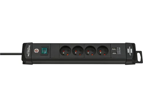 Stekkerdoos Brennenstuhl Premium 4vdig 2 USB H05VV-F 3G1.5 1.8m zw FR/