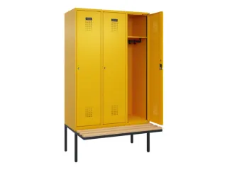 locker met bank,HxBxD 2120x1200x815mm,3vak,vak B 400mm,cilinderslot - 1
