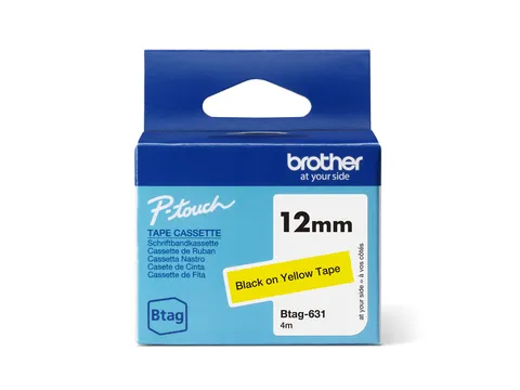 Labeltape Brother Ptouch Btag-631 12mm zwart op geel