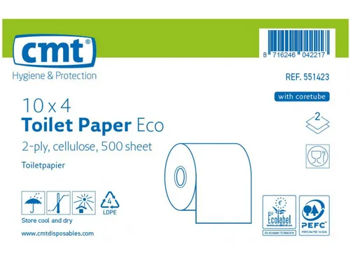 CMT Toiletpapier Eco Cellulose 2-laags 500vel 10x4 Rol