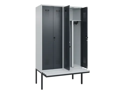 PBM-locker met bank,HxBxD 2120x1200x815mm,4vak,vak B 300mm