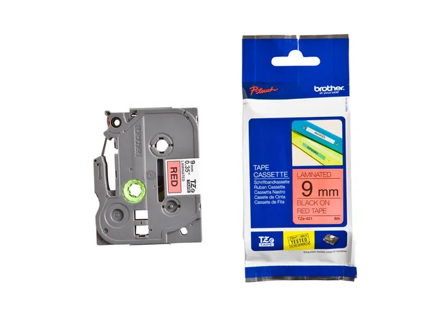 Labeltape Brother P-touch TZe-421 standaard 9mm zwart op rood