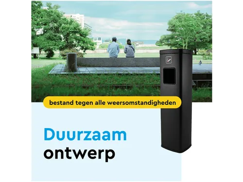 Afvalbak met asbak BRASQ 20 liter AT400 zwart