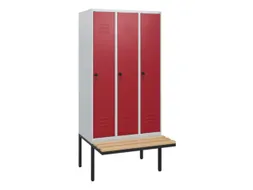 locker met bank,HxBxD 1950x900x815mm,3vak,vak B 300mm,draaigrendel