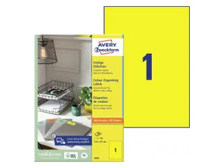 Gekleurde Etiketten Avery Zweckform 210x297mm A4 Geel 100 stuks - 1