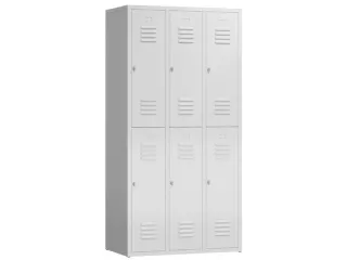 Dubbeldekse garderobekast 1800x870x500mm 3x2vak klink RAL7035 - 1