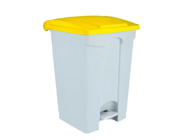 Contitop,afvalbak met pedaal 70L wit/geel