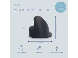 Ergonomische muis R-Go HE Break medium Rechts bedraad Zwart - 6