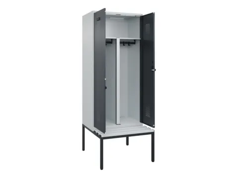 PBM-locker met bank,HxBxD 2120x800x815mm,2vak,vak B 400mm,draaigrendel
