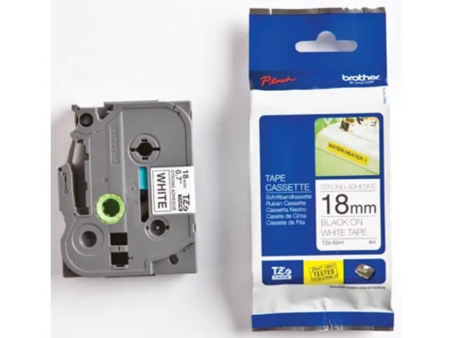TZe tape voor P-Touch 18 mm, zwart wit