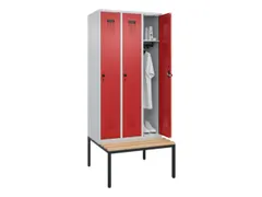 locker met bank,HxBxD 2120x900x815mm,3vak,vak B 300mm,draaigrendel