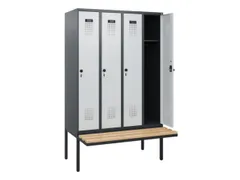 locker met bank,HxBxD 1950x1200x815mm,4vak,vak B 300mm,draaigrendel
